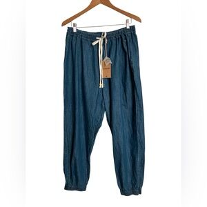 Brakeburn Joggers Size 16 Chambray Denim Drawstring Vacation Beach Casual Cute